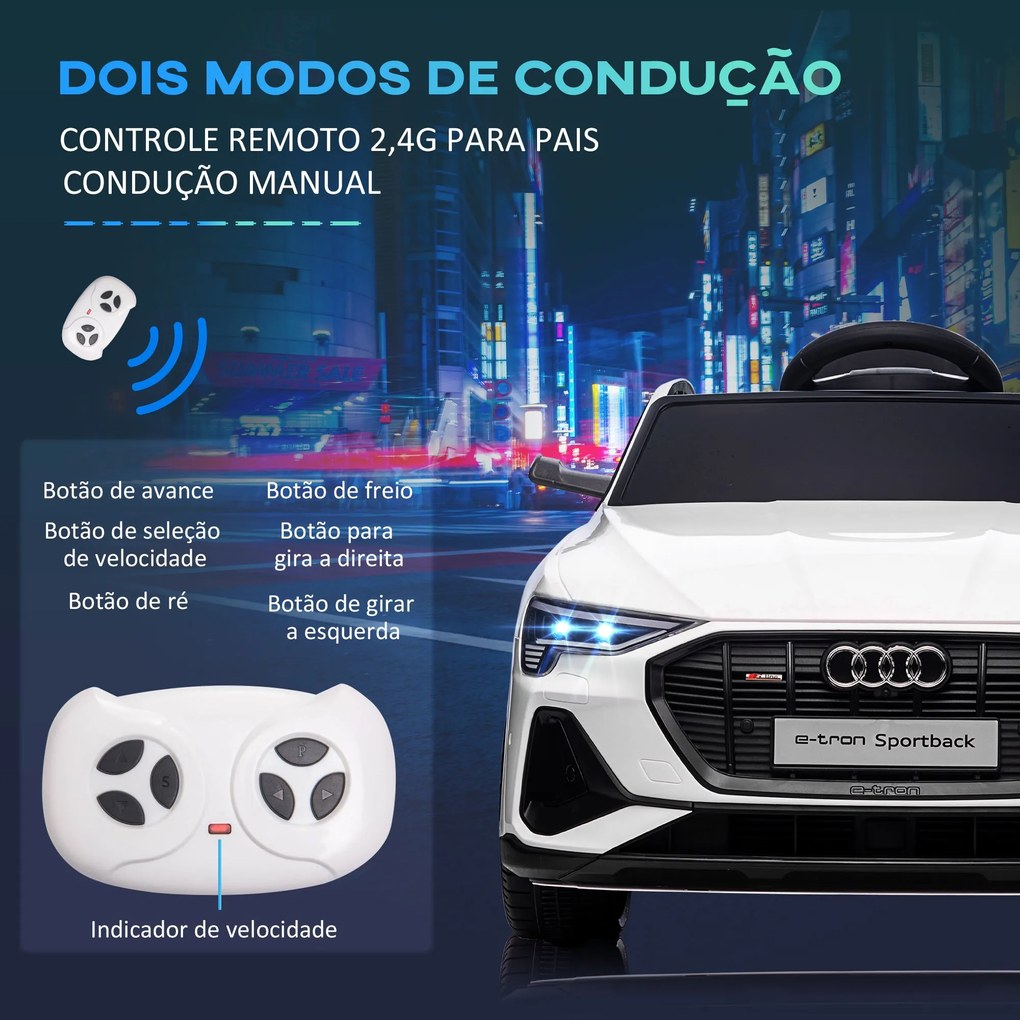 HOMCOM Carro Elétrico Audi E-Tron 12V para Crianças acima de 3 Anos co