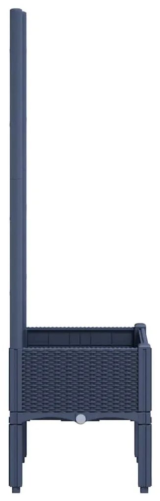 Vaso/floreira de jardim c/ treliça 40x40x142 cm PP cinzento azul