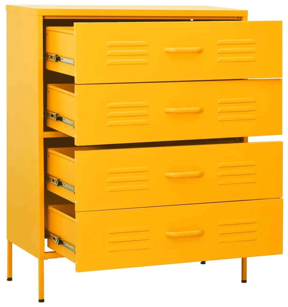 Cómoda/aparador com gavetas aço 80x35x101,5 cm amarelo mostarda
