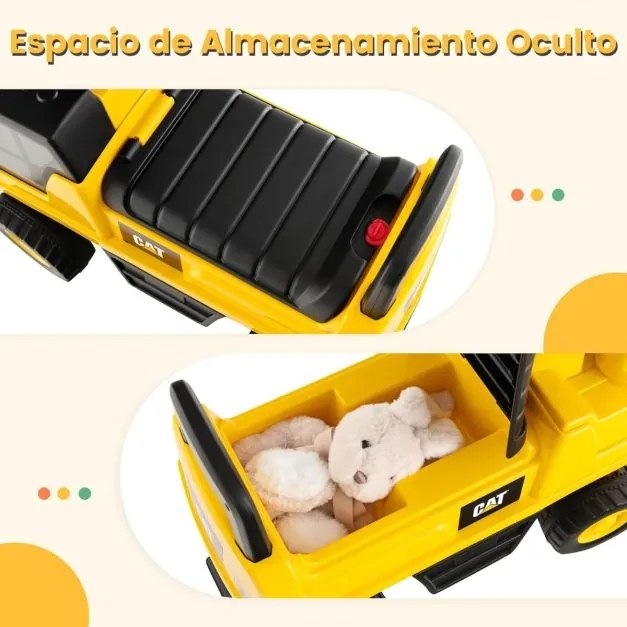 Andarilho Escavadora de brincar para bebés com pá ajustável, buzina e arrumação debaixo do assento para idades entre 1 e 3 anos, capacidade 25 kg, ama