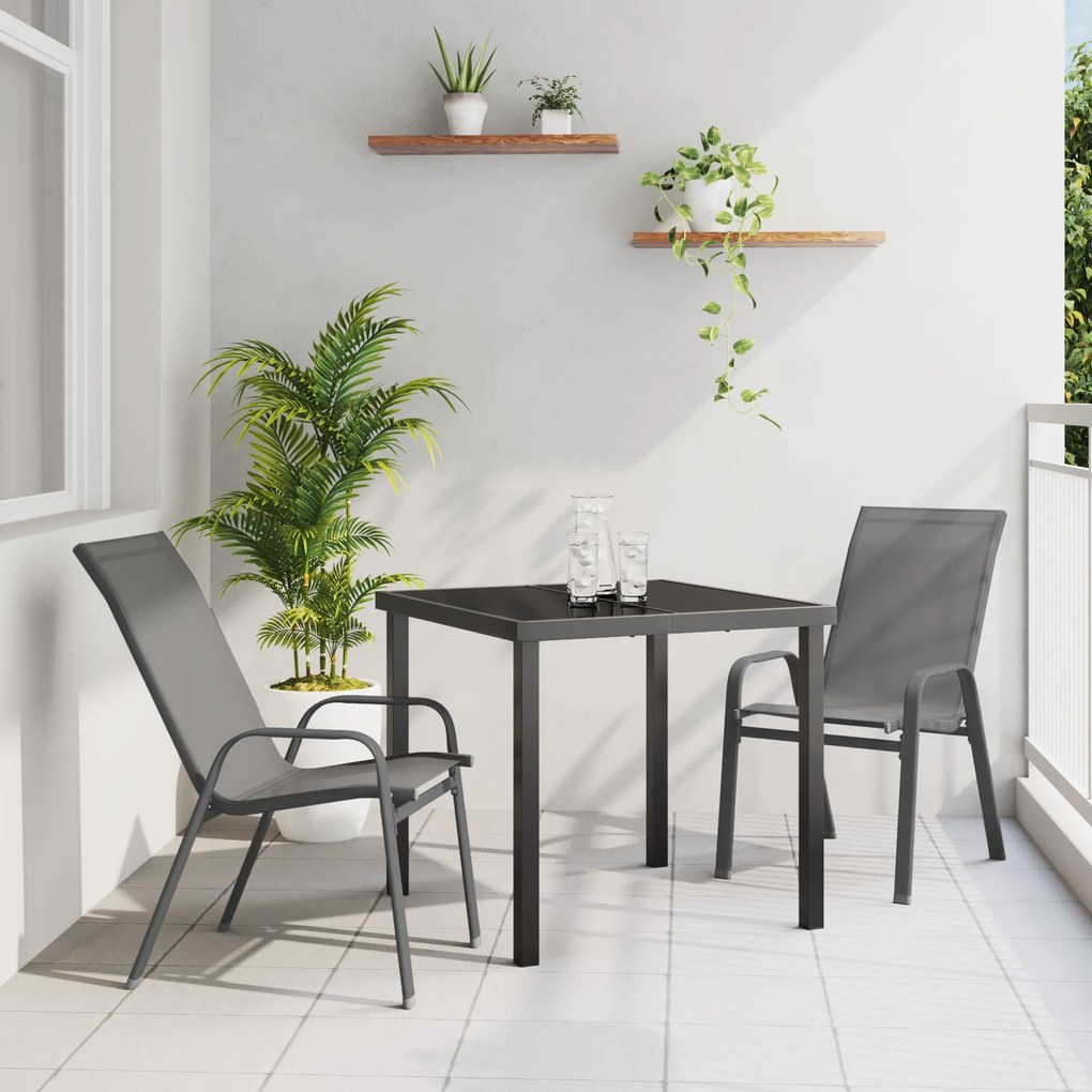 Conjunto de Jantar de 3 Peças vidaXL Cinza Textileno e Aço