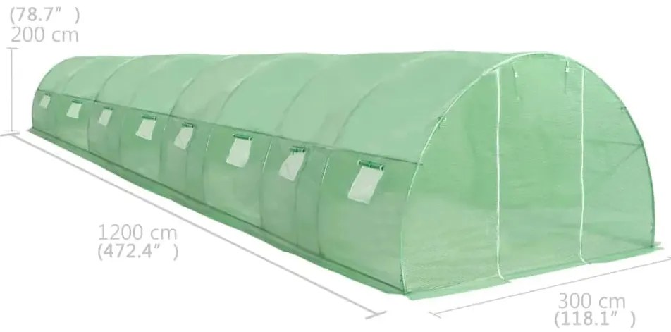 Estufa 36m² 1200x300x200 cm