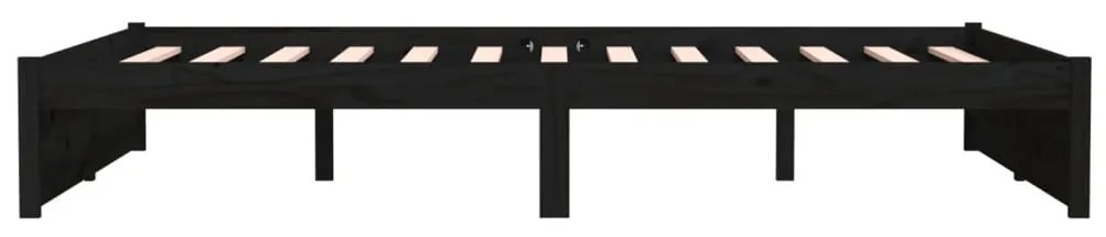 Estrutura de cama 140x190 cm madeira maciça preto