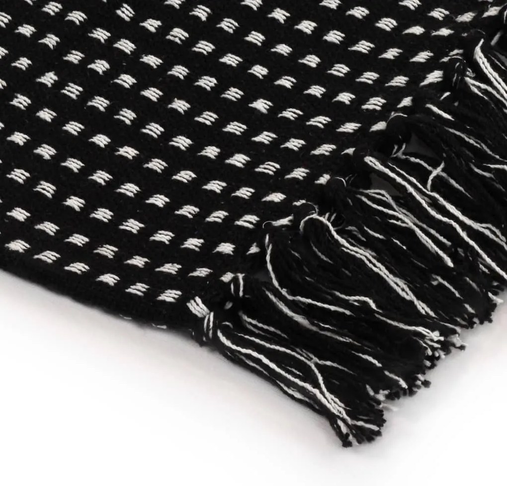 Manta em algodão aos quadrados 160x210 cm preto