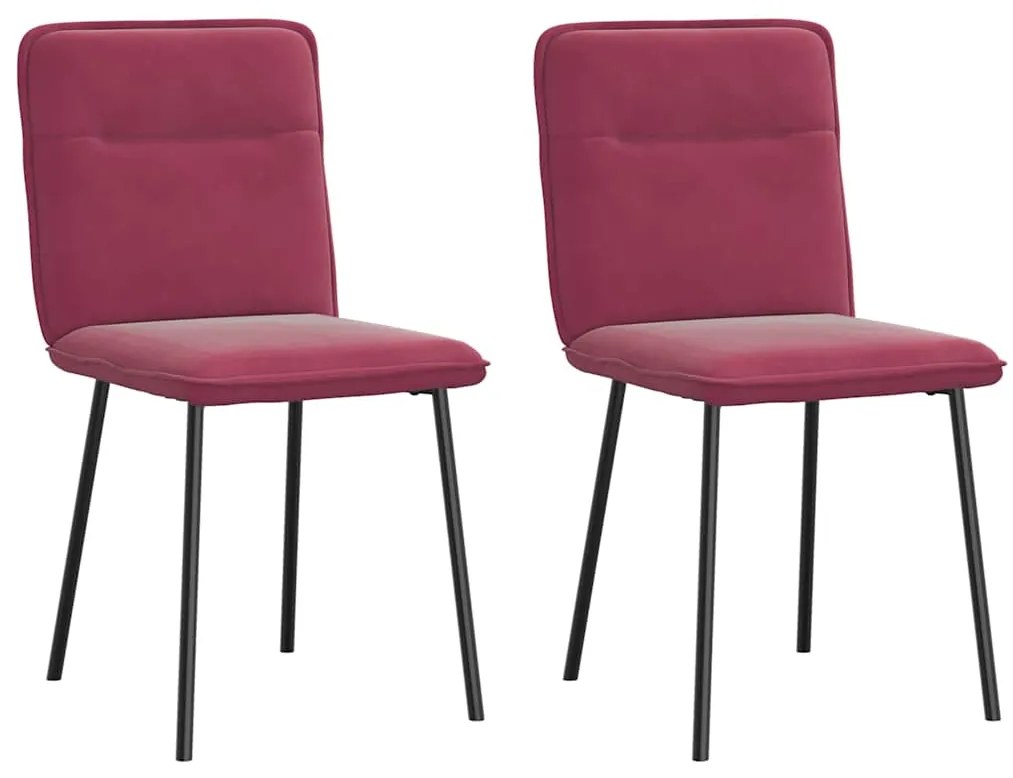 Cadeiras de jantar 2 pcs veludo vermelho tinto