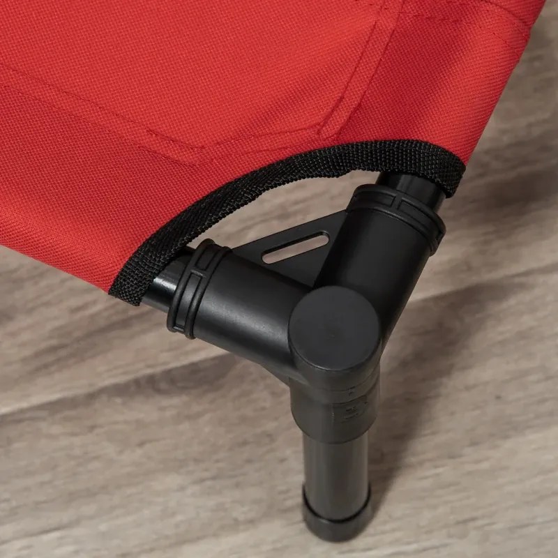 Cama para Animais de Estimação Cama Elevada para Cães Gatos Portátil Tecido Transpirável para Exterior Interior 76x61x18cm Vermelho