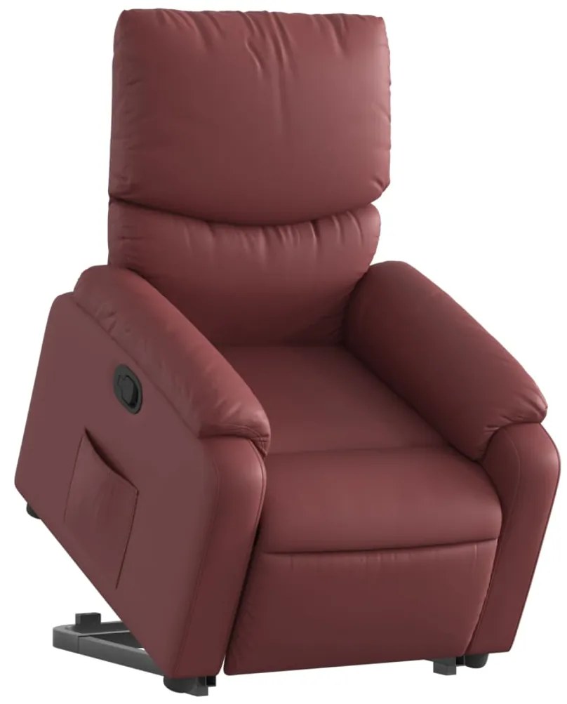 Poltrona reclinável elevatória couro artificial vermelho tinto