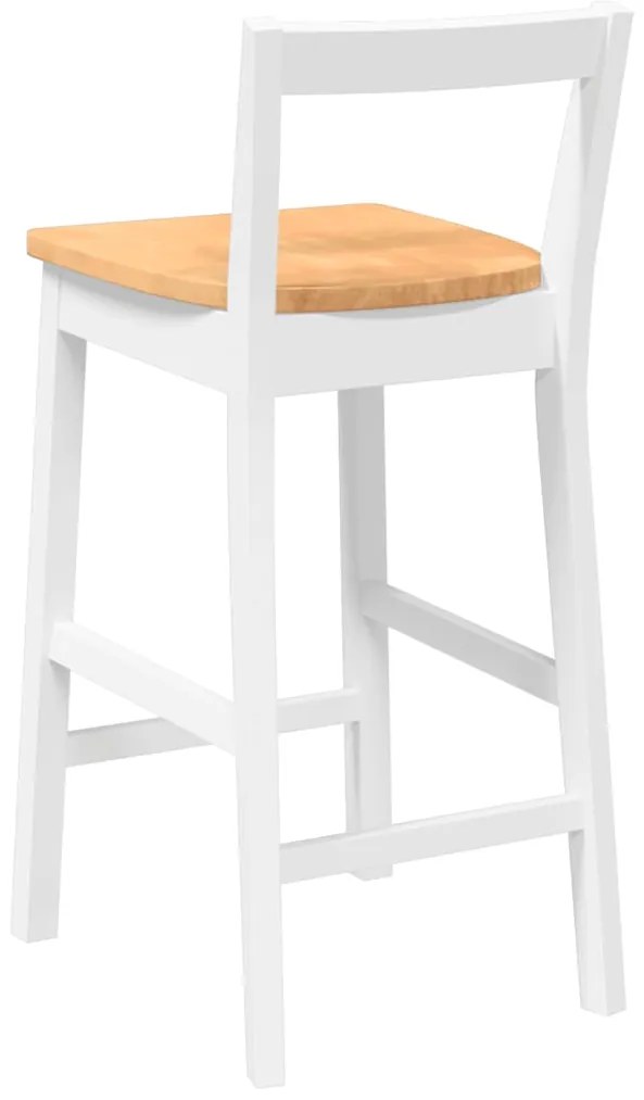 Bancos de bar 2 pcs madeira de seringueira maciça branco