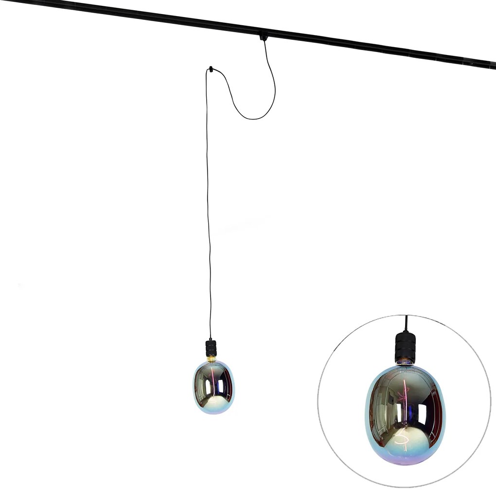 Candeeiro de suspensão com trilho preto incl. LED G170 - Cavalux Industrial