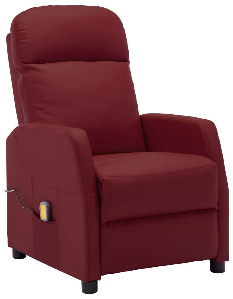 321363 vidaXL Cadeira de massagens couro artificial vermelho tinto