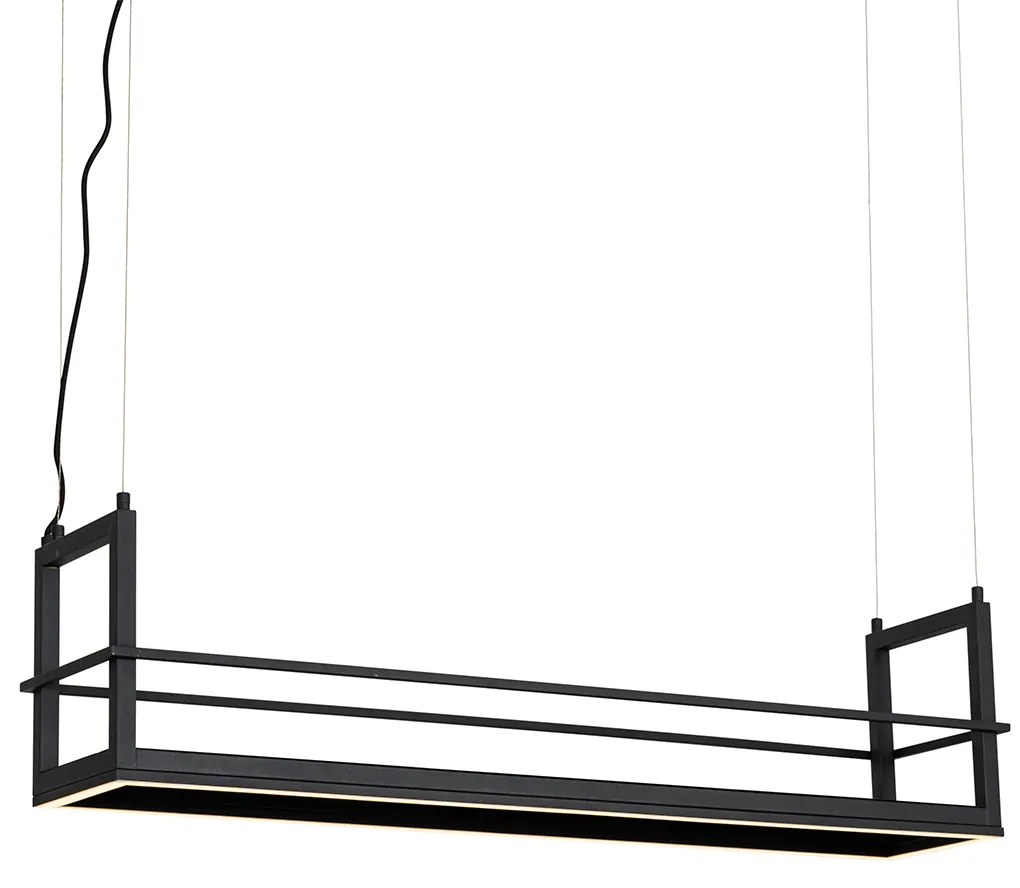 Candeeiro de suspensão preto com prateleira incl. LED 3-step dimmable - Cage Rack Industrial