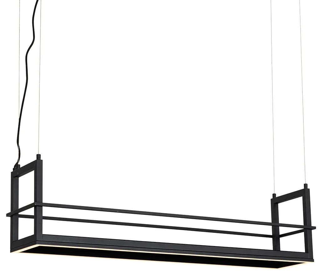 Candeeiro suspenso preto com rack incluindo LED regulável em 3 etapas - Cage Rack Industrial