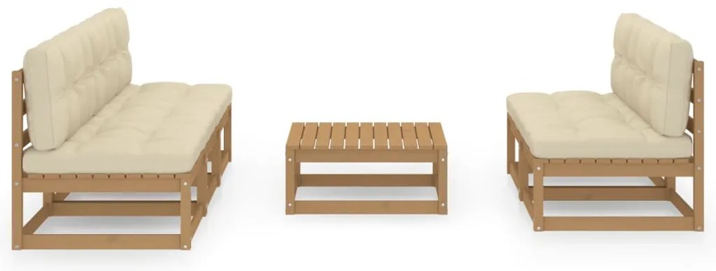6 pcs conjunto lounge de jardim com almofadões pinho maciço