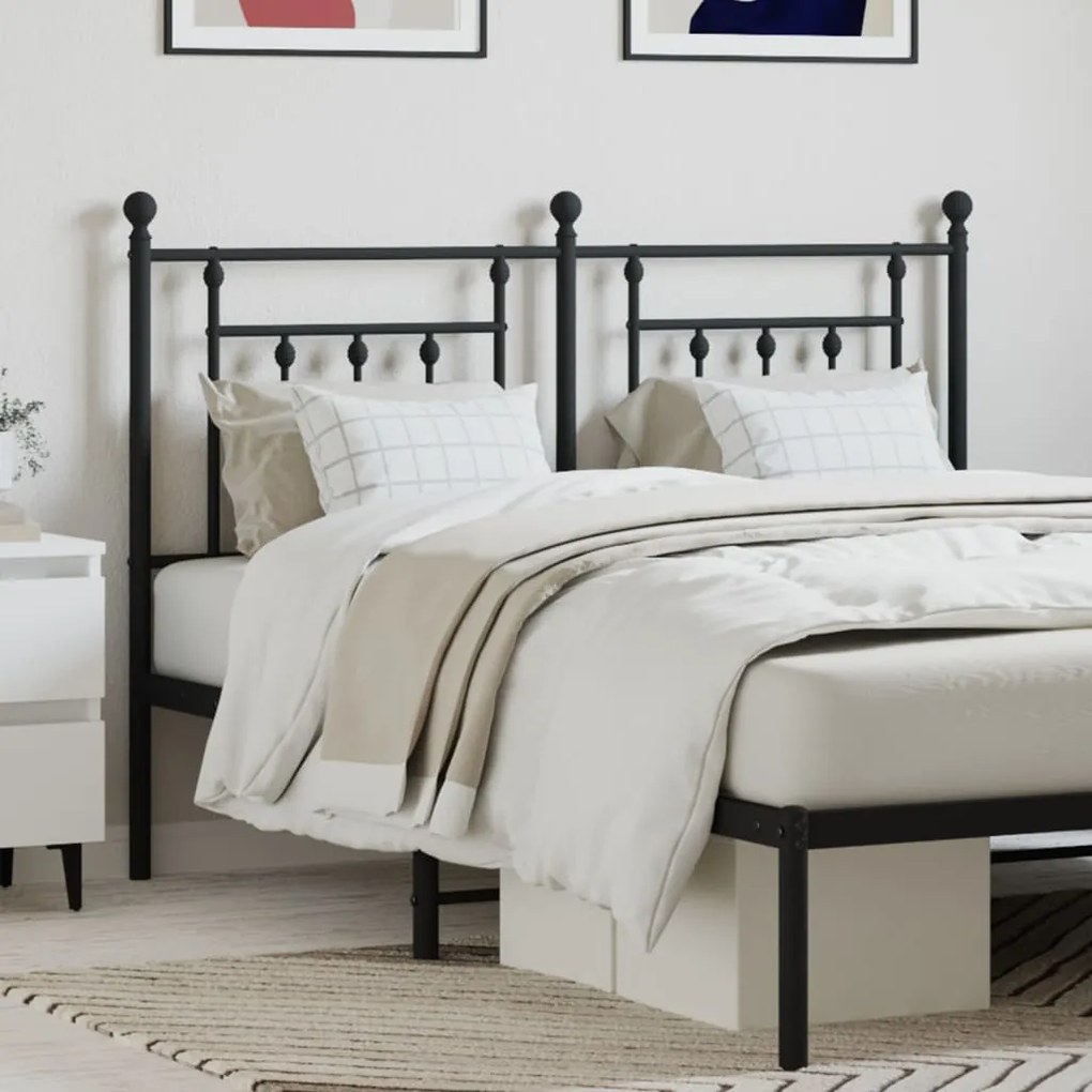 vidaXL Cabeceira de cama 150 cm metal preto