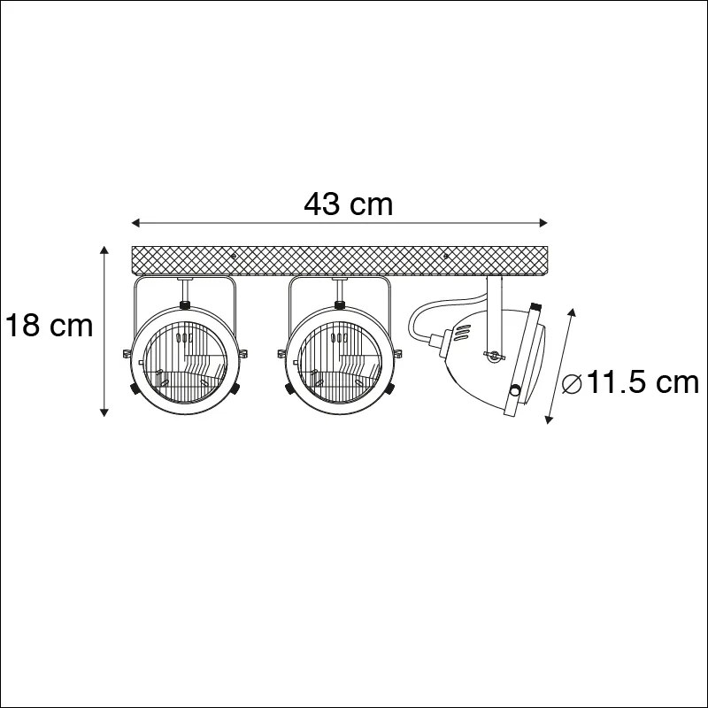 LED Ponto inteligente de aço com madeira inclinável incl. 3 WiFi GU10 - Emado Industrial