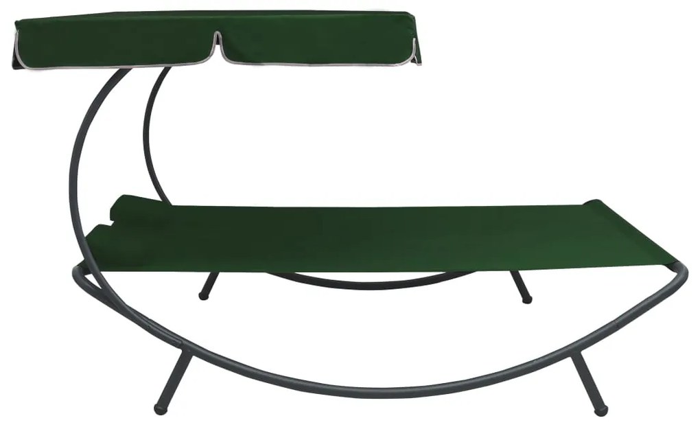 Espreguiçadeira com toldo e almofadas verde