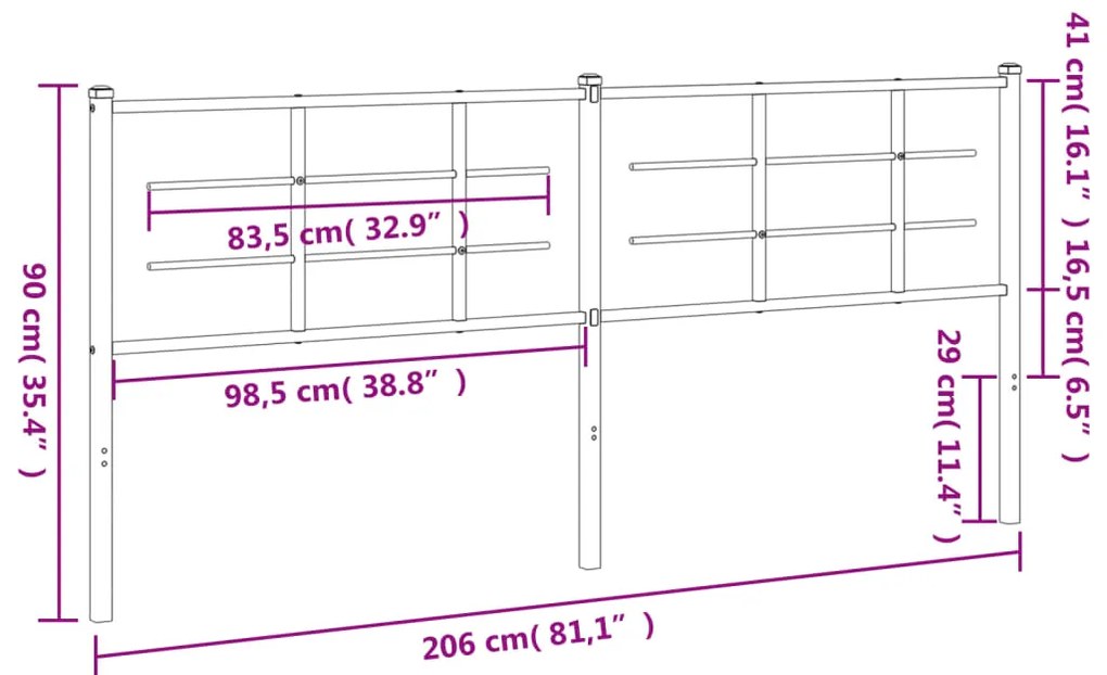 Cabeceira de cama 200 cm metal preto