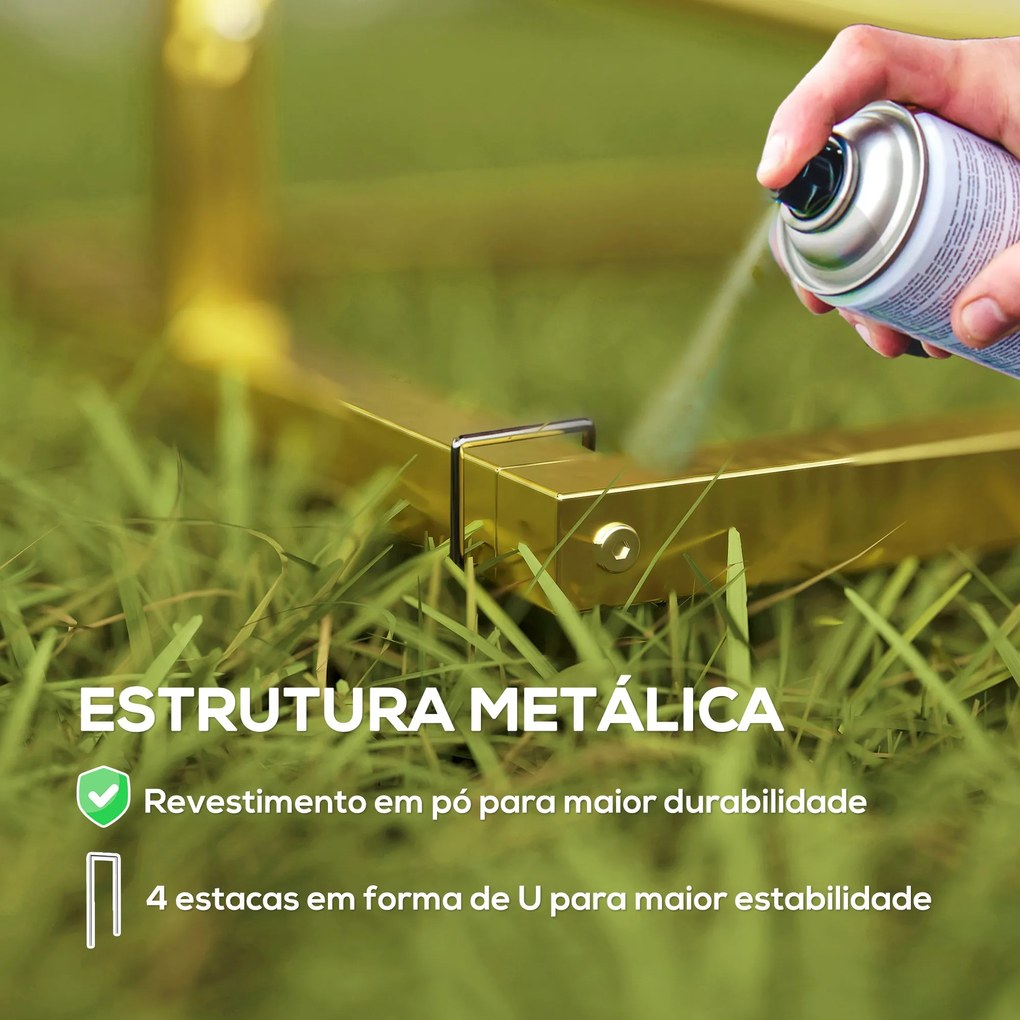 Arco de Jardim de Metal Redondo Arco de Decoração com Revestimento em Pó para Plantas Trepadoras Flores Decoração 230x28x234 cm Dourado
