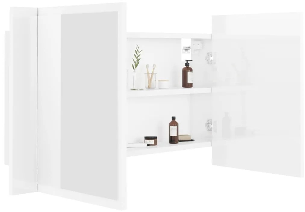 Armário espelhado casa de banho LED acrílico branco brilhante