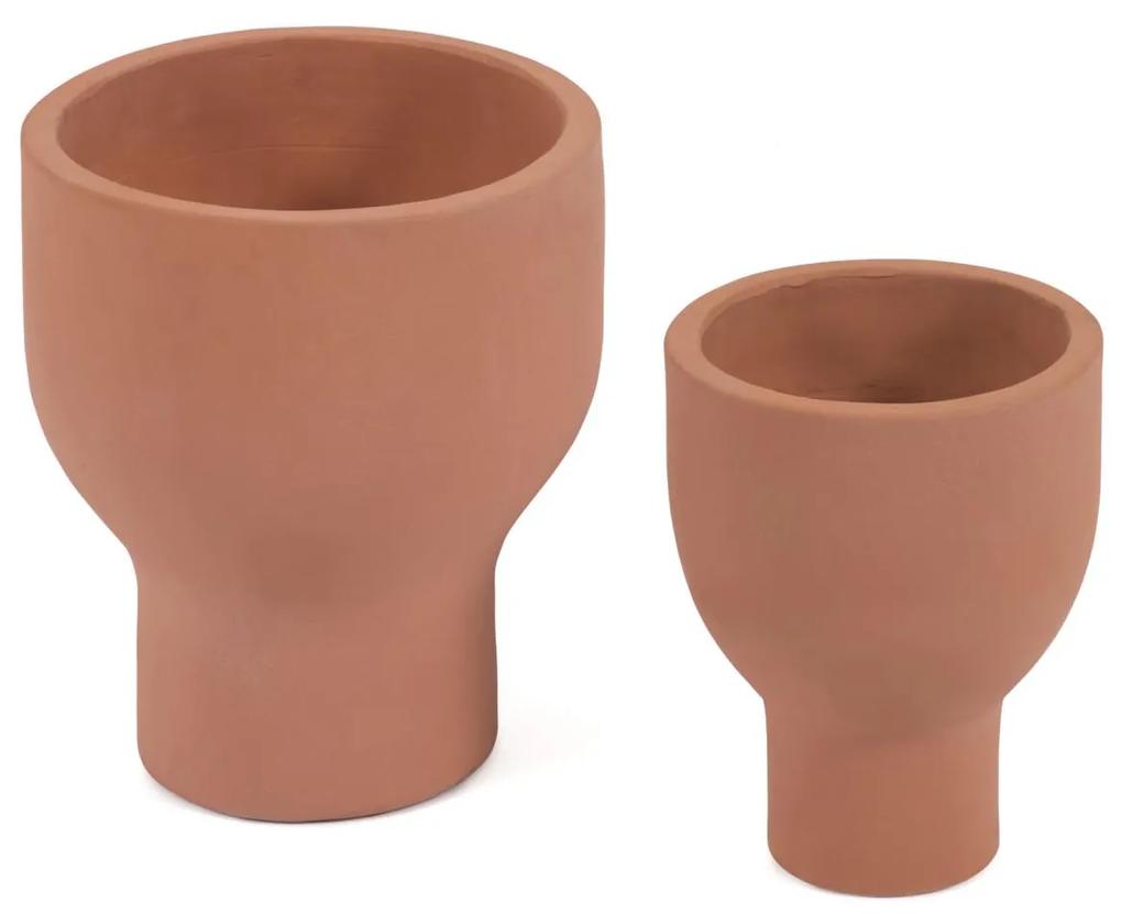 Kave Home - Set Vittorina de 2 vasos de terracota Ø 26 cm / Ø 35 cm