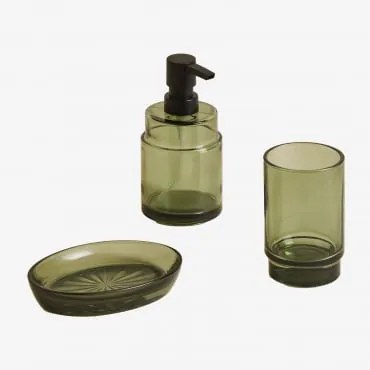Conjunto De Banho Em Vidro Helmont Verde Azeitona Intenso - Sklum