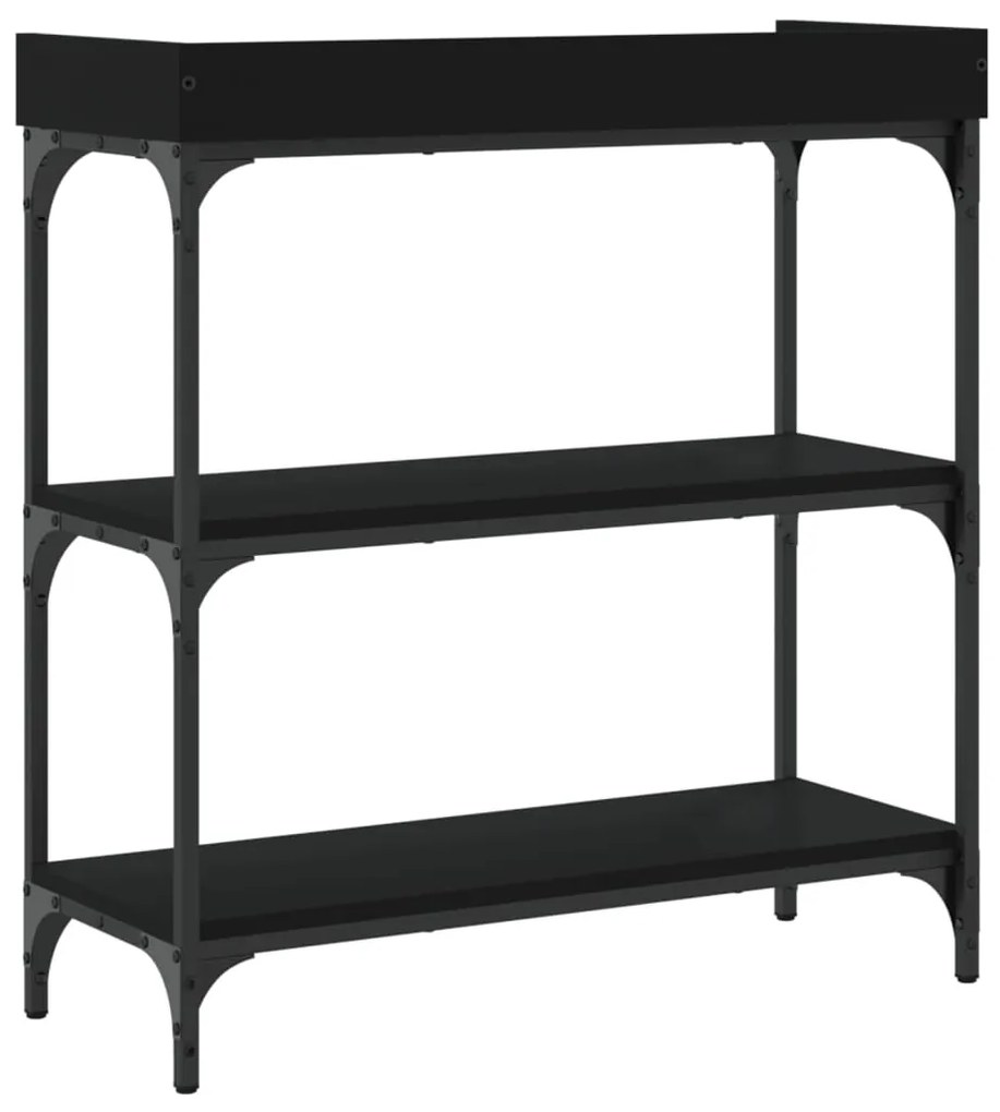 Mesa consola c/ prateleiras 75x30x80 cm preto