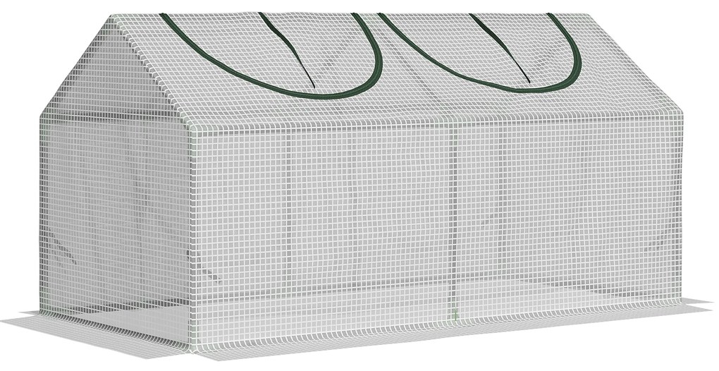 Outsunny Estufa Jardim 120x60x60cm 2 Janelas Enroláveis Cultivo Plantas Verduras Flores Branco Translúcido Resistente | Aosom Portugal