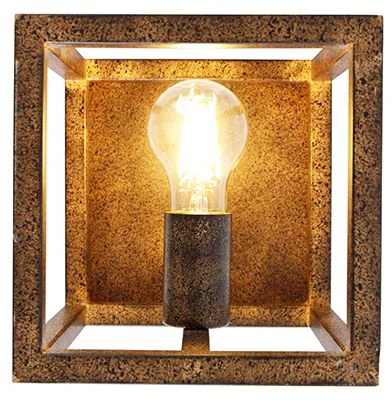 Candeeiro de parede industrial castanho ferrugem - Cage