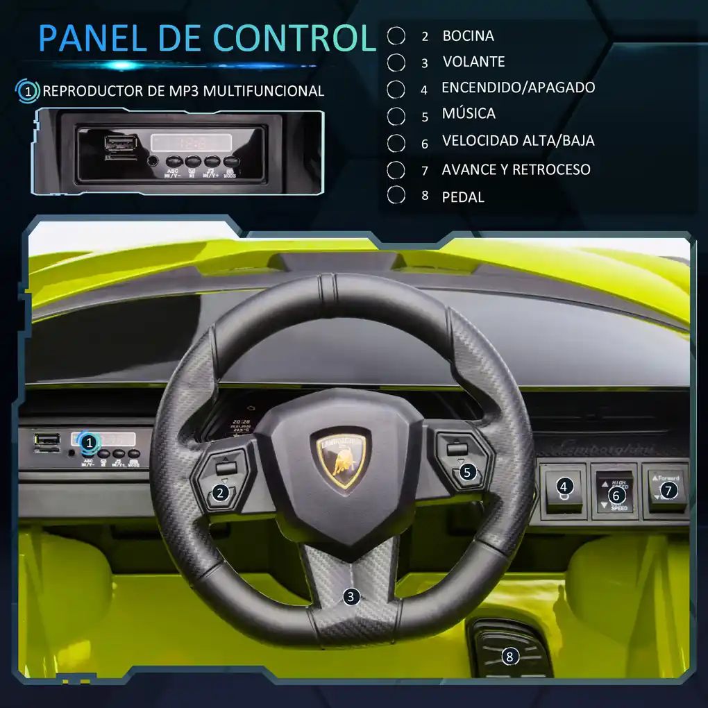 Carrinho de Controle Remoto Lamborghini 2,4Ghz para Crianças de 3