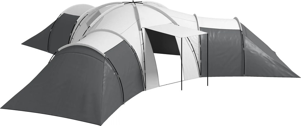 Outsunny Barraca de camping para 6-9 pessoas, 4 compartimentos, alpendre, à prova d'água, 615x 615x225cm, Cinza | Aosom Portugal