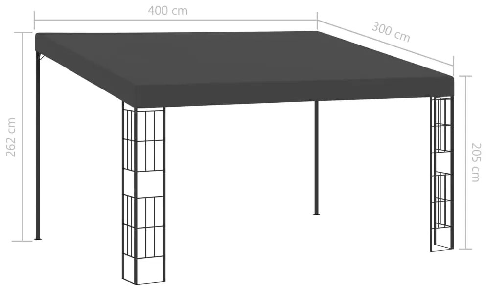 Gazebo de montagem na parede 3x4 m tecido antracite