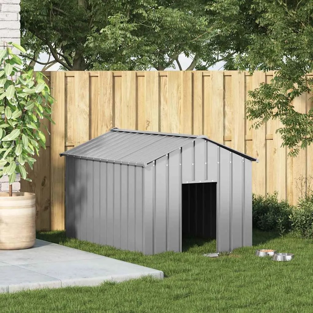 Casota para cães com telhado 113x153x101 cm aço galvanizado