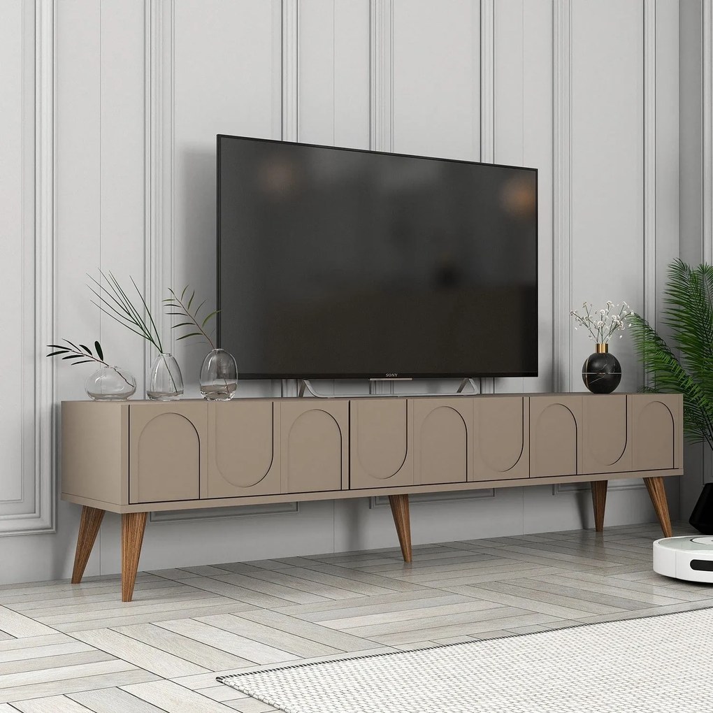 Móvel de TV "Lyon" – 180x44x35 cm – Taupe e Nogueira - Design Moderno