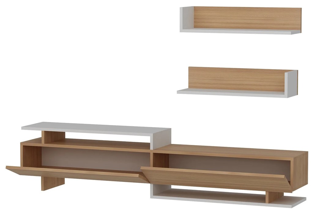 Unidade de TV Ayaz – Branco e Teca – 180x40x37,4 cm