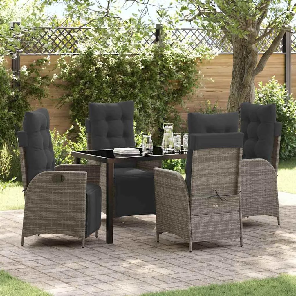 Conjunto de Jantar de Jardim de 5 Peças em Rattan Sintético Cinza