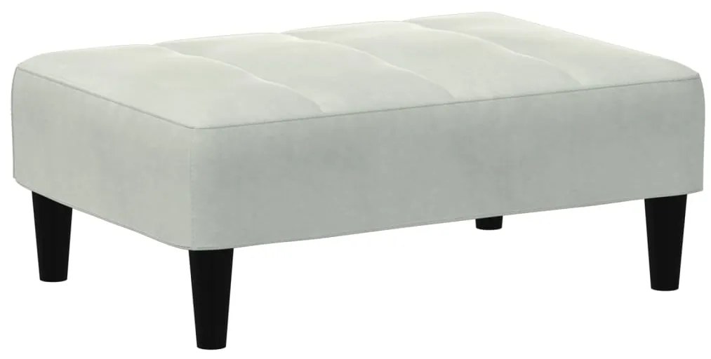 Sofá-cama 2 lugares c/ apoio de pés veludo cinza-claro