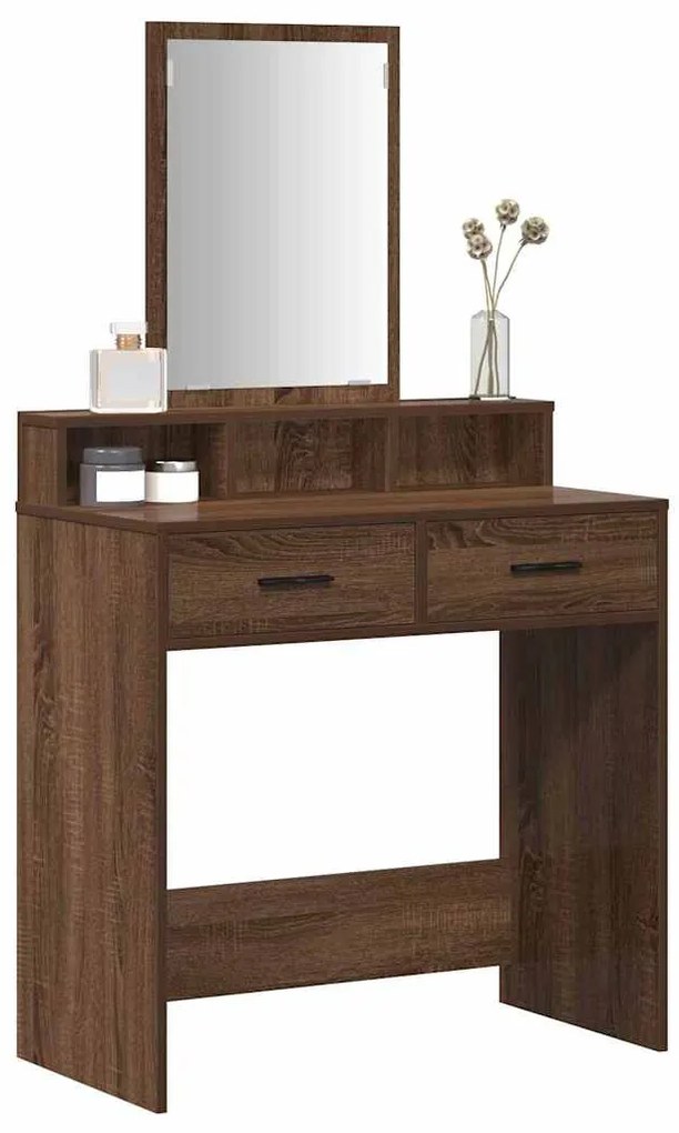 Mesa de Maquiagem com Gavetas Castanho Carvalho 79x41x140 cm