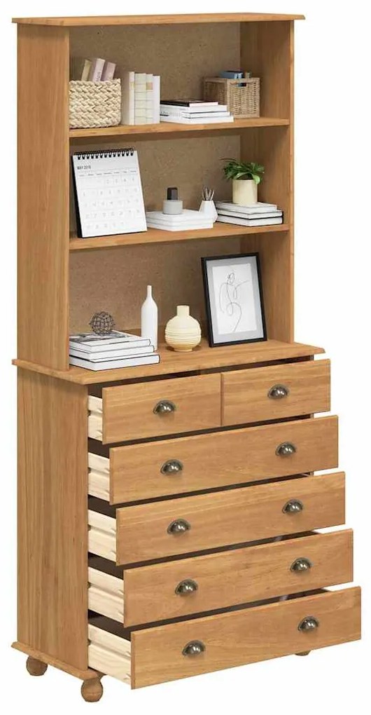 Hutch “ASKIM” Castanho 91x40x199.5 cm Madeira Maciça Pinus