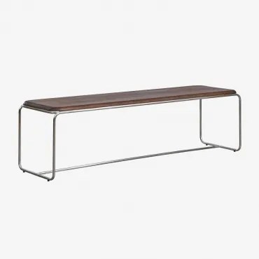 Banco 160 Cm Em Madeira De Acácia E Aço Inoxidável Altrex Castanho-acácia Escuro - Sklum