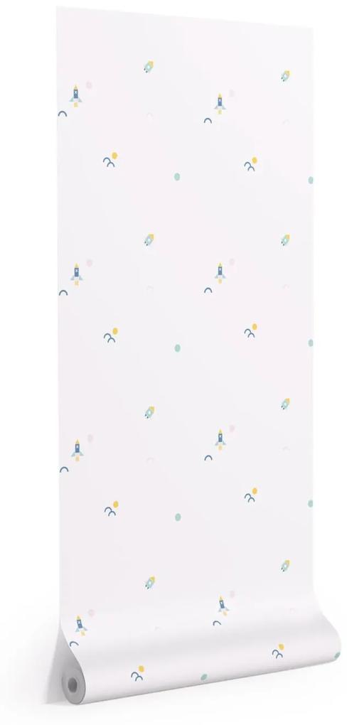 Kave Home - Papel de parede Julisa branco estampado de foguetes multicolor 10 x 0,53 m FSC MIX Credit