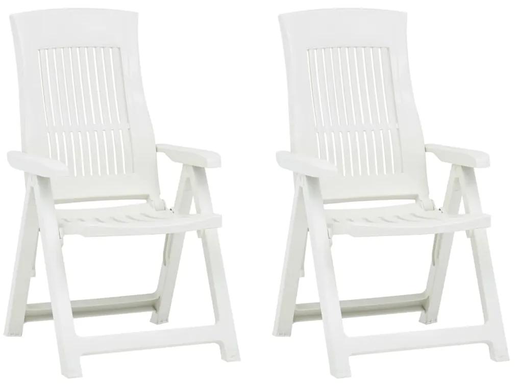 48763 vidaXL Cadeiras de jardim reclináveis 2 pcs plástico branco