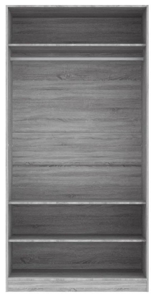 Roupeiro 100x50x200 cm derivados de madeira cinzento sonoma