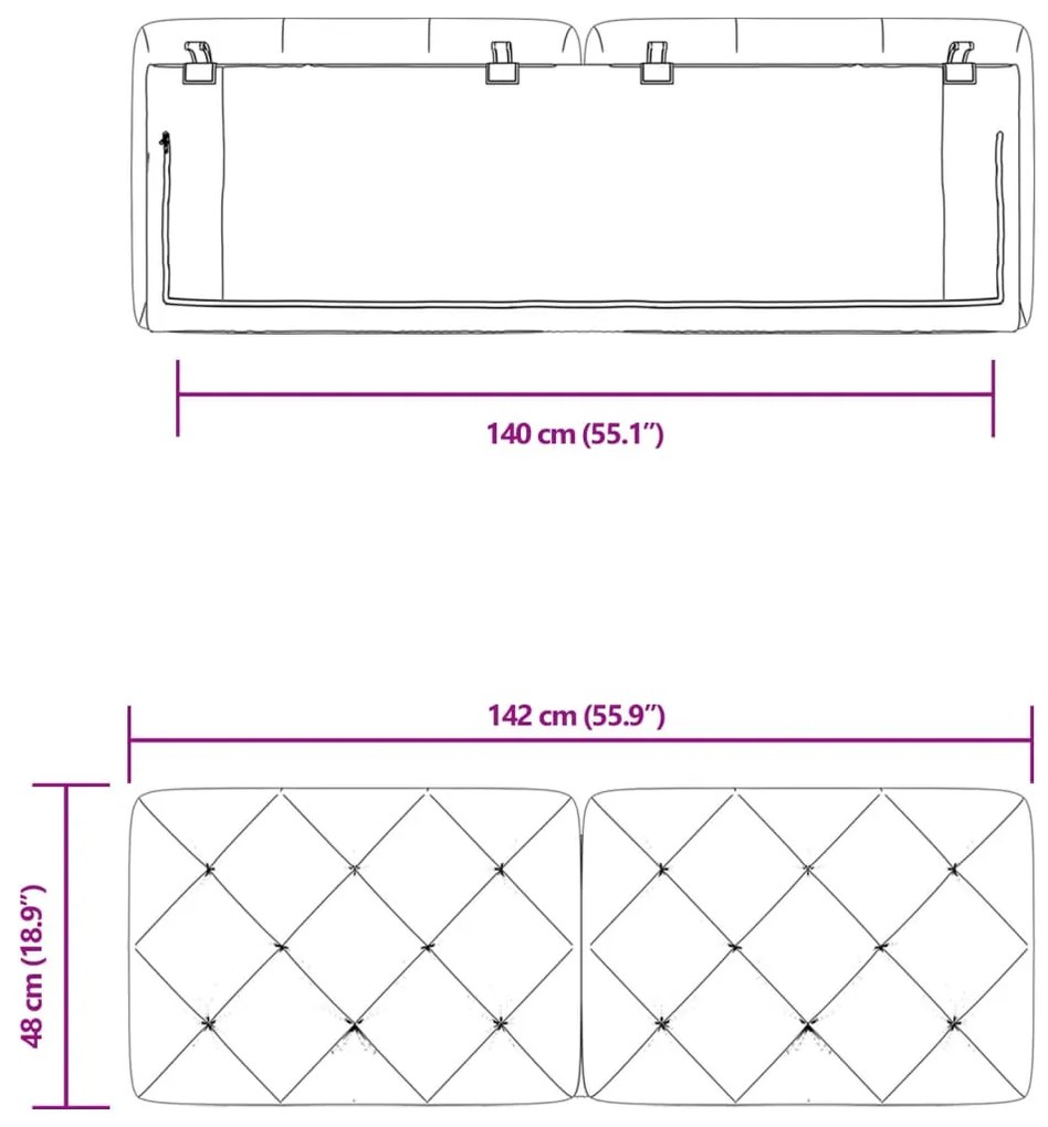 Almofadão de cabeceira 140 cm veludo preto