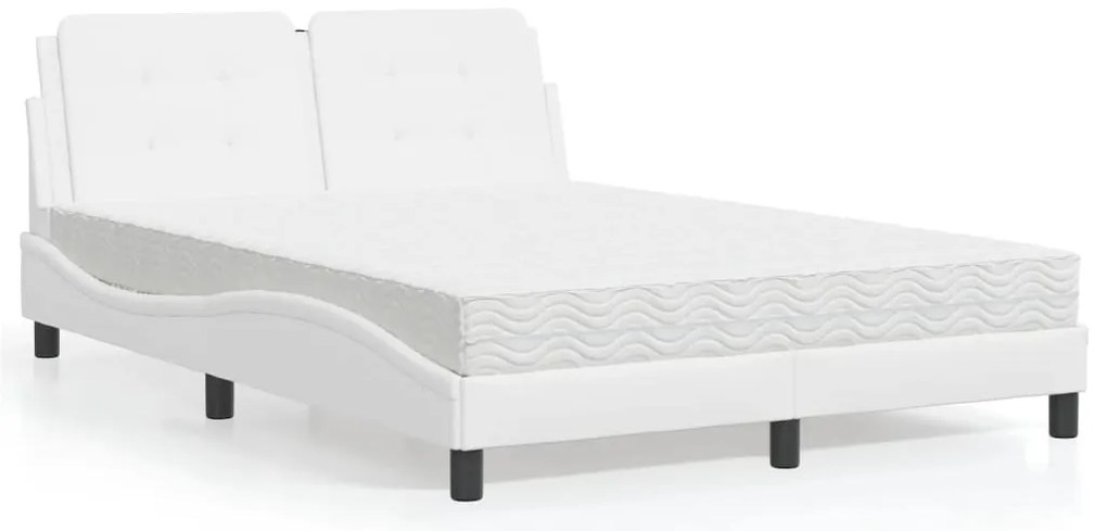 Cama com colchão 120x200 cm couro artificial branco