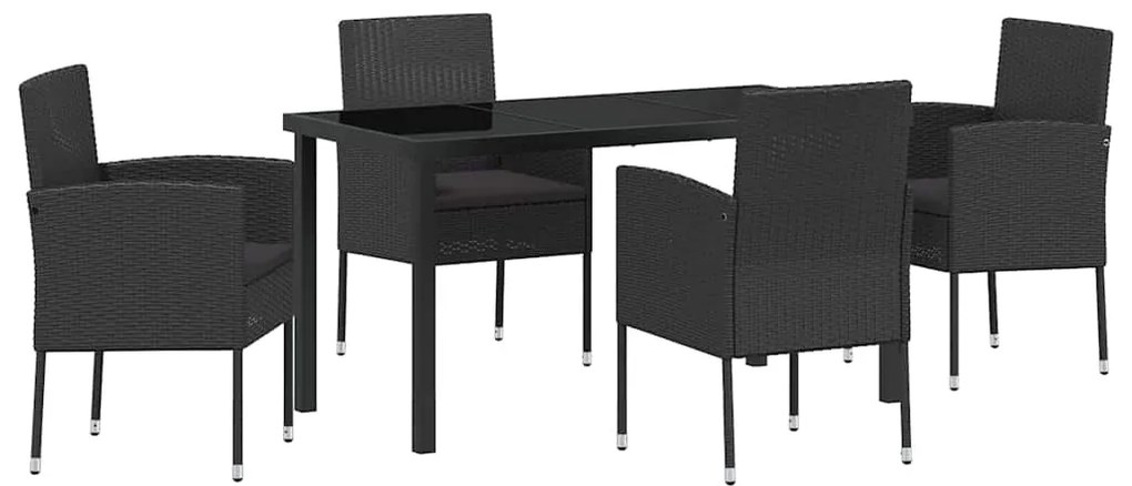 Conjunto de Jantar de Jardim de 5 Peças com Almofadas em Rattan Poliés