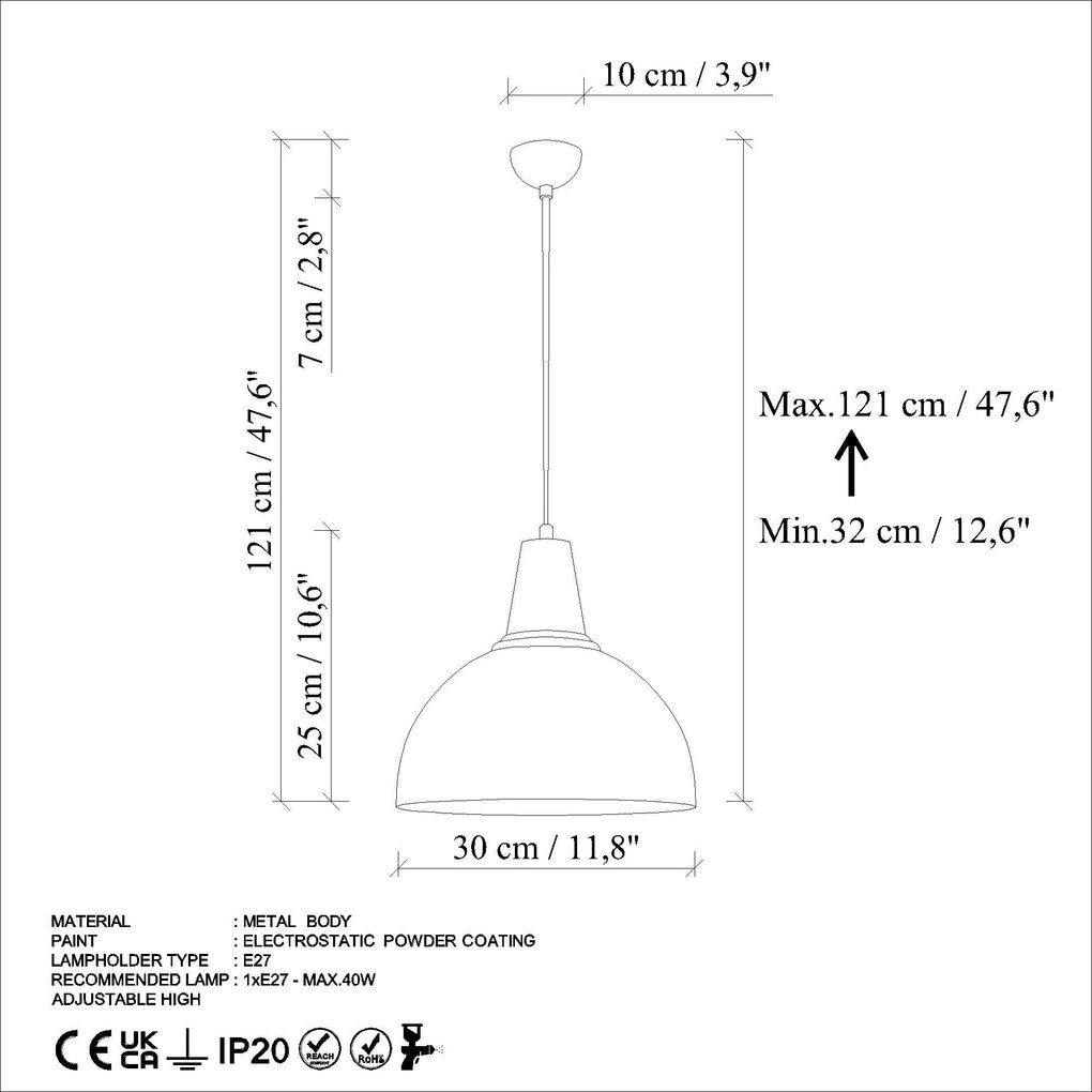Candeeiro Suspenso com Altura Ajustável – Kure 2451 Light Blue – Azul