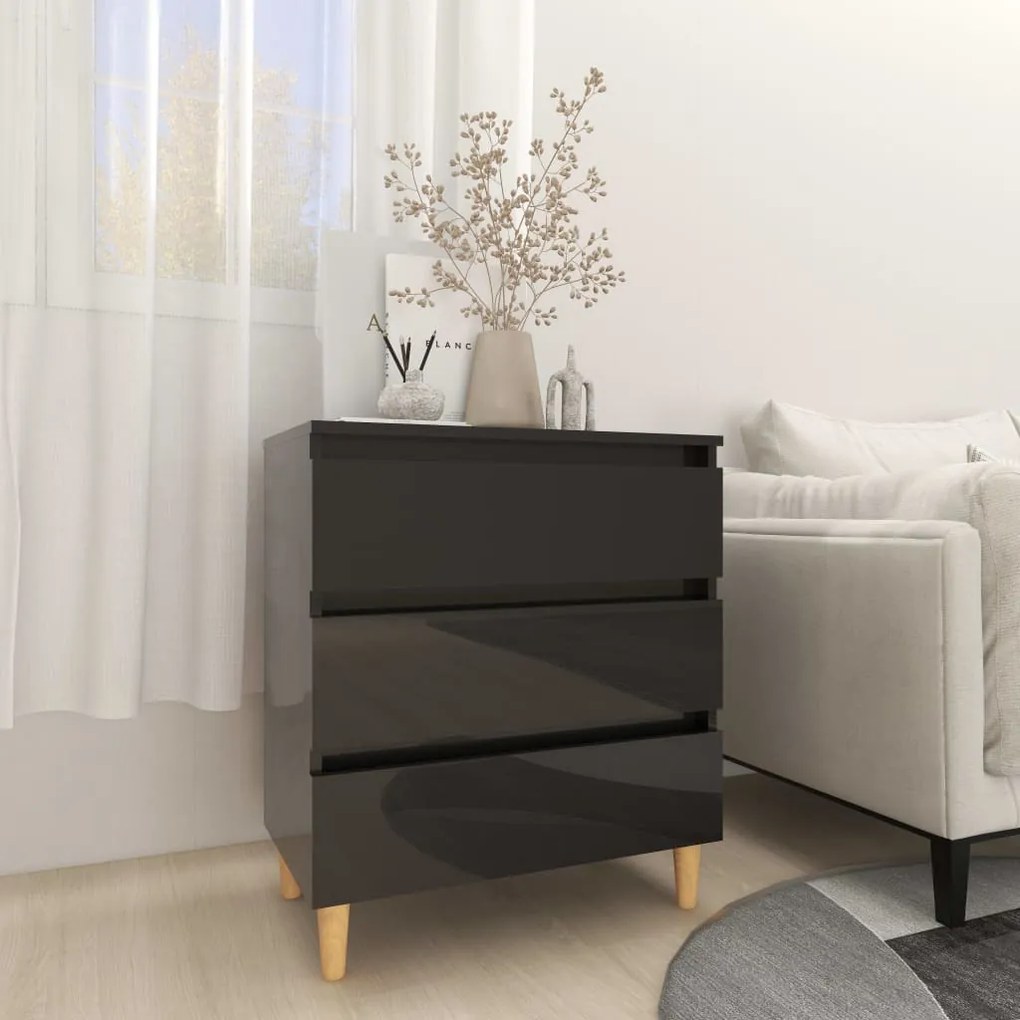 806092 vidaXL Aparador 60x35x69 cm contraplacado preto brilhante