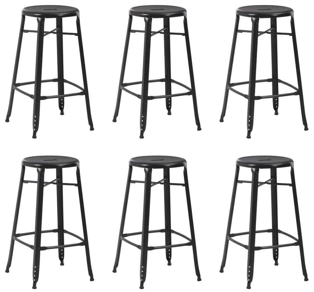 vidaXL Bancos de bar 6 pcs aço preto