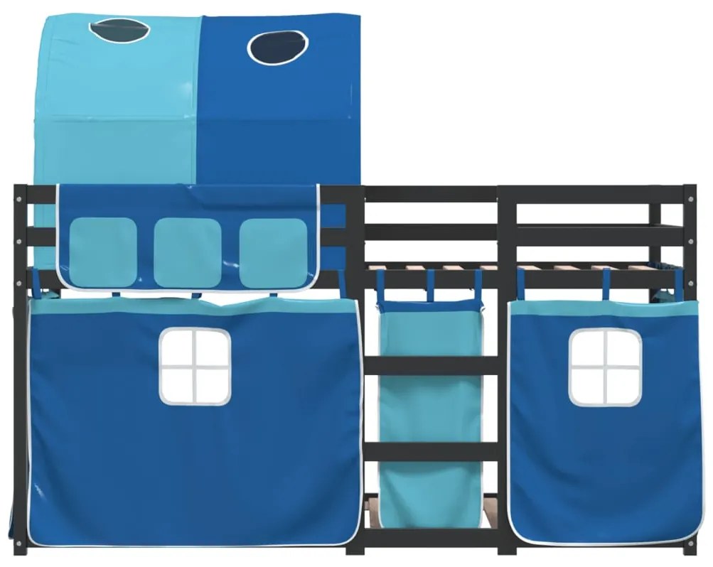 Beliche com cortinas 90x200 cm madeira de pinho maciça azul