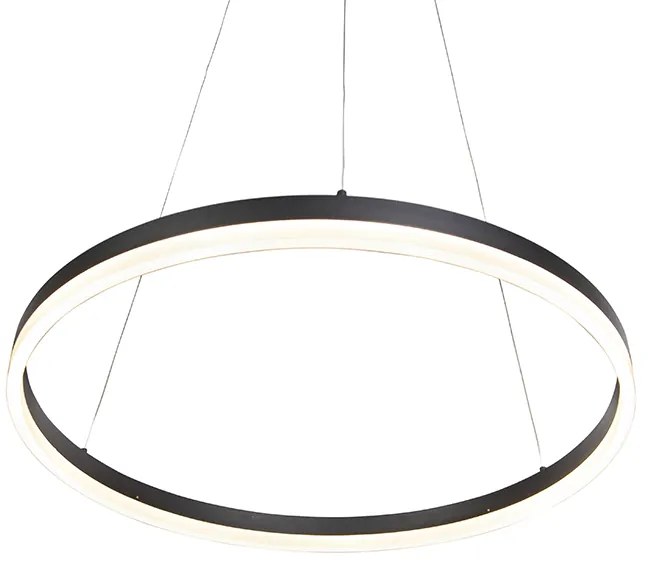 Candeeiro de suspensão design preto 60 cm incl. LED regulável em 3 níveis - Anello